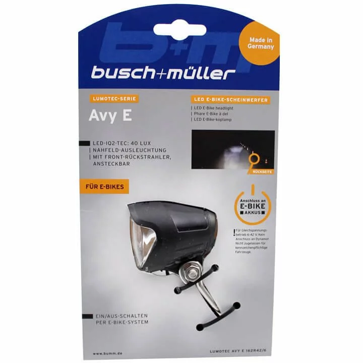 Busch & Muller Forlygter Avy E-Bike 6-42V 40 Lux 1 Busch & Muller Forlygter Avy E-Bike 6-42V 40 Lux
